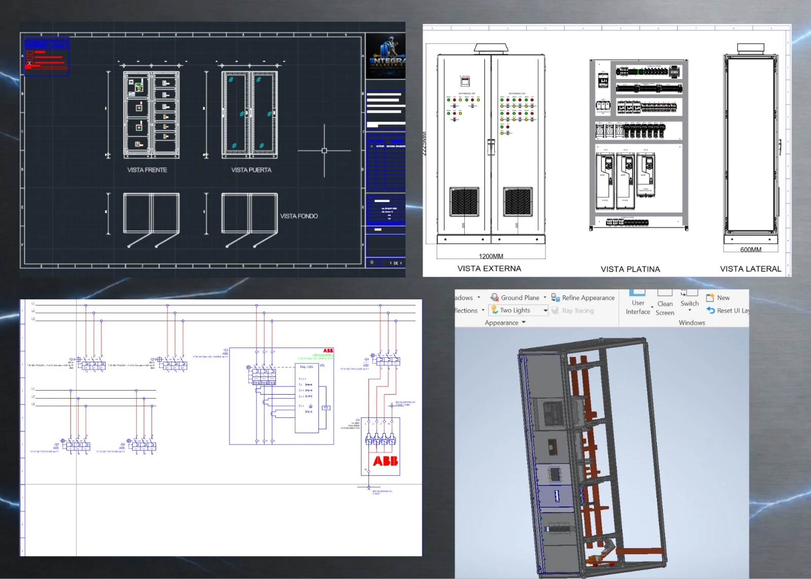 Ingeniería y diseño de tableros eléctricos mediante planos, diagramas y modelado 3D